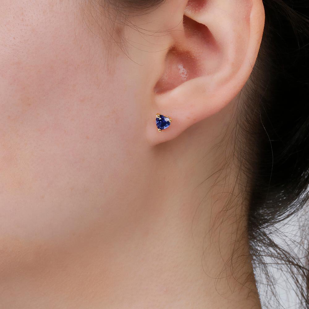 Charmisma 1ct Blue Sapphire Heart 18ct Gold Vermeil Stud Earrings #3