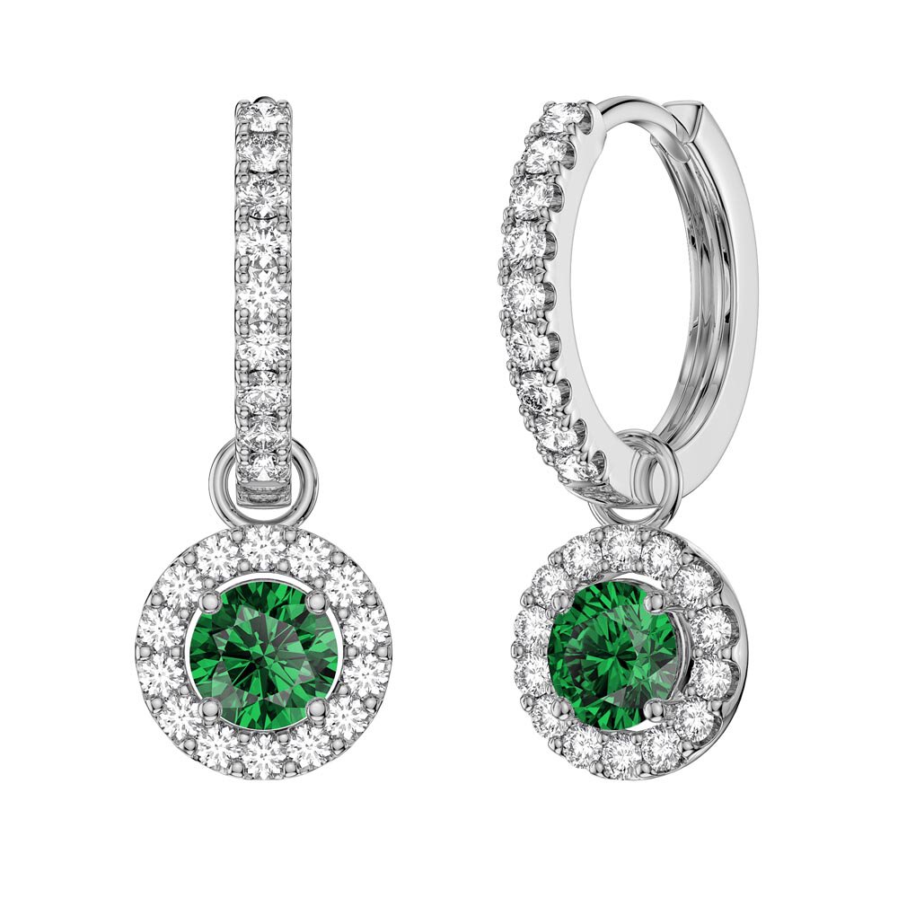 Eternity 1ct Emerald Halo Platinum plated Silver Interchangeable Earring Drops #4