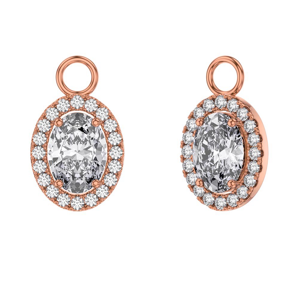 Eternity 1.5ct White Sapphire Oval Halo 18ct Rose Gold Vermeil Interchangeable Earring Drops