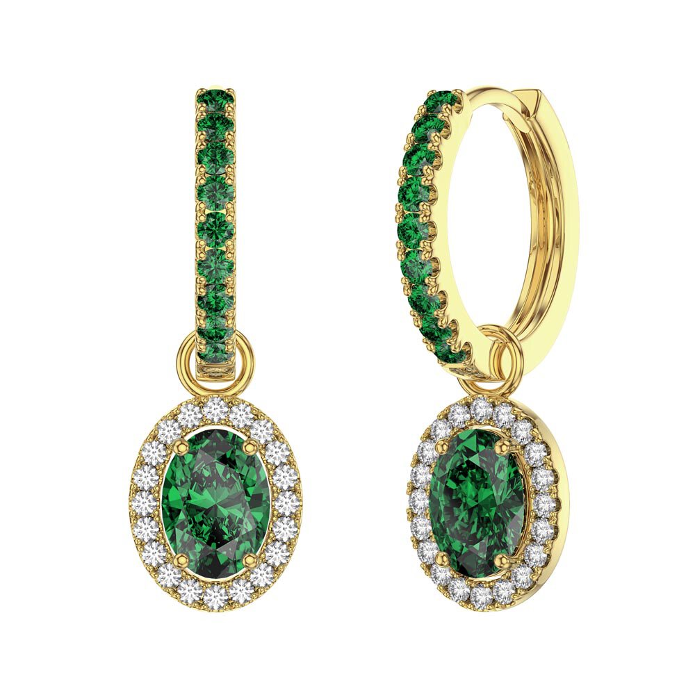 Eternity 1.5ct Emerald Oval Halo 18ct Gold Vermeil Interchangeable Earring Drops #6
