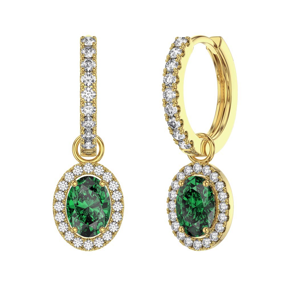 Eternity 1.5ct Emerald Oval Halo 18ct Gold Vermeil Interchangeable Earring Drops #5