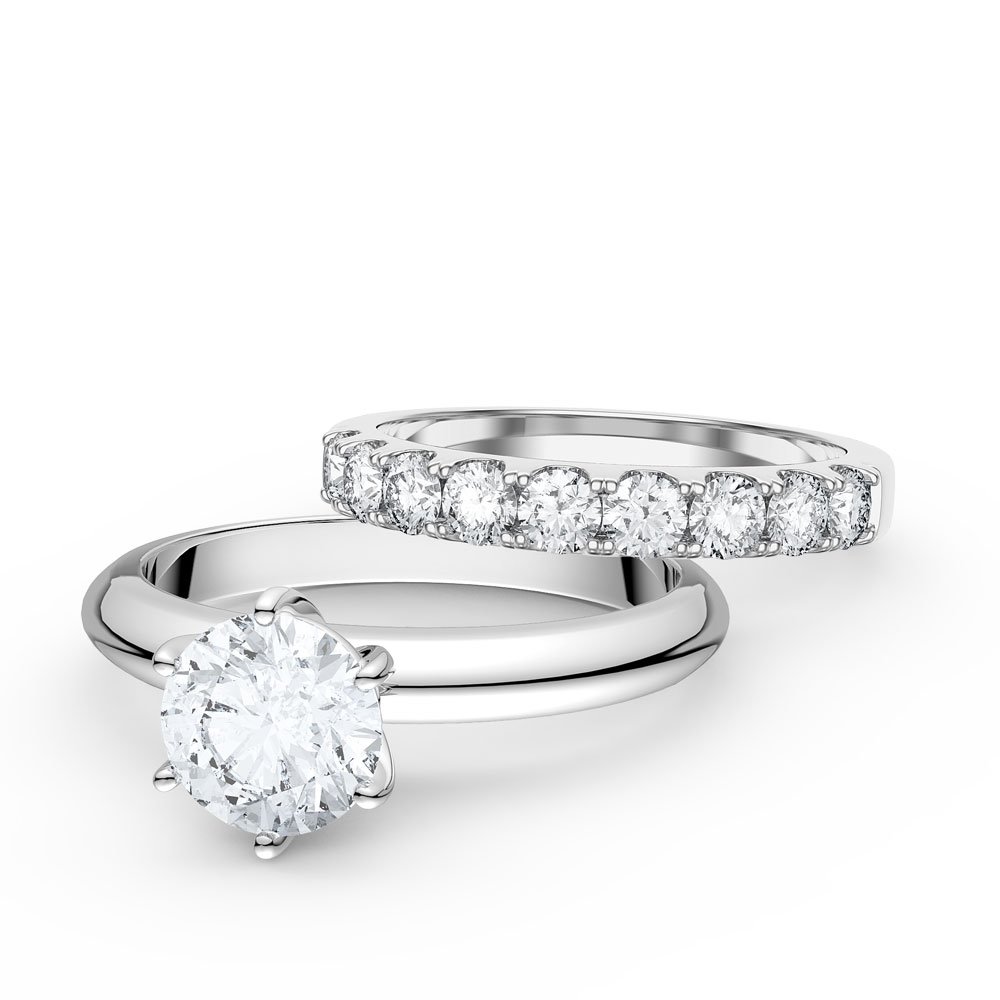 White gold engagement on sale and wedding ring set