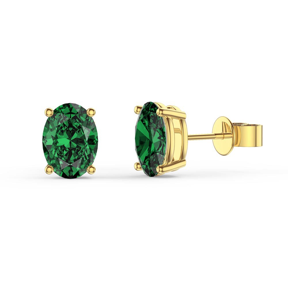 Eternity Oval Emerald 18ct Gold Vermeil Stud Earrings Halo Jacket Set #3