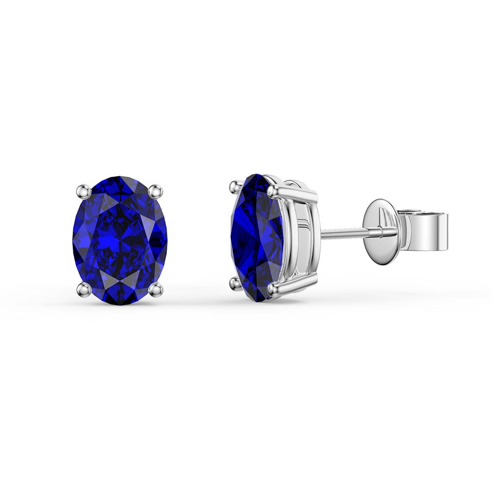 Eternity Oval Sapphire 18ct Gold Vermeil Stud Earrings Halo Jacket Set #3