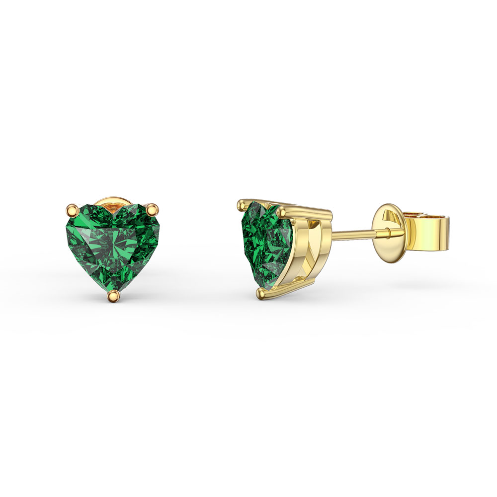 Charmisma 1ct Emerald Heart 9ct Yellow Gold Stud Earrings