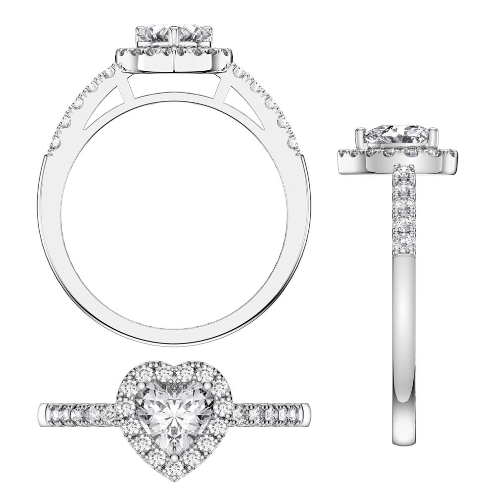Eternity 1ct Lab Diamond Heart Halo 9ct White Gold Proposal Ring #5