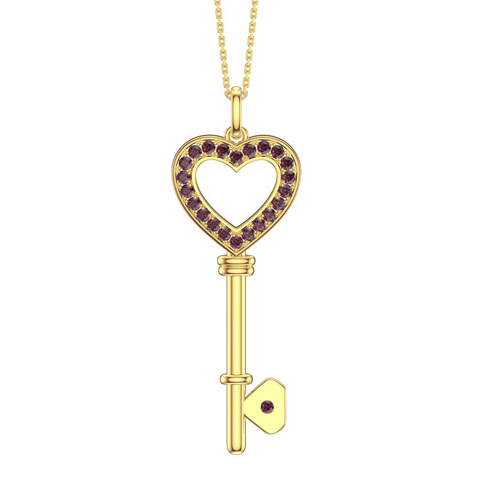 Ruby Heart 18ct Gold Vermeil Key Pendant