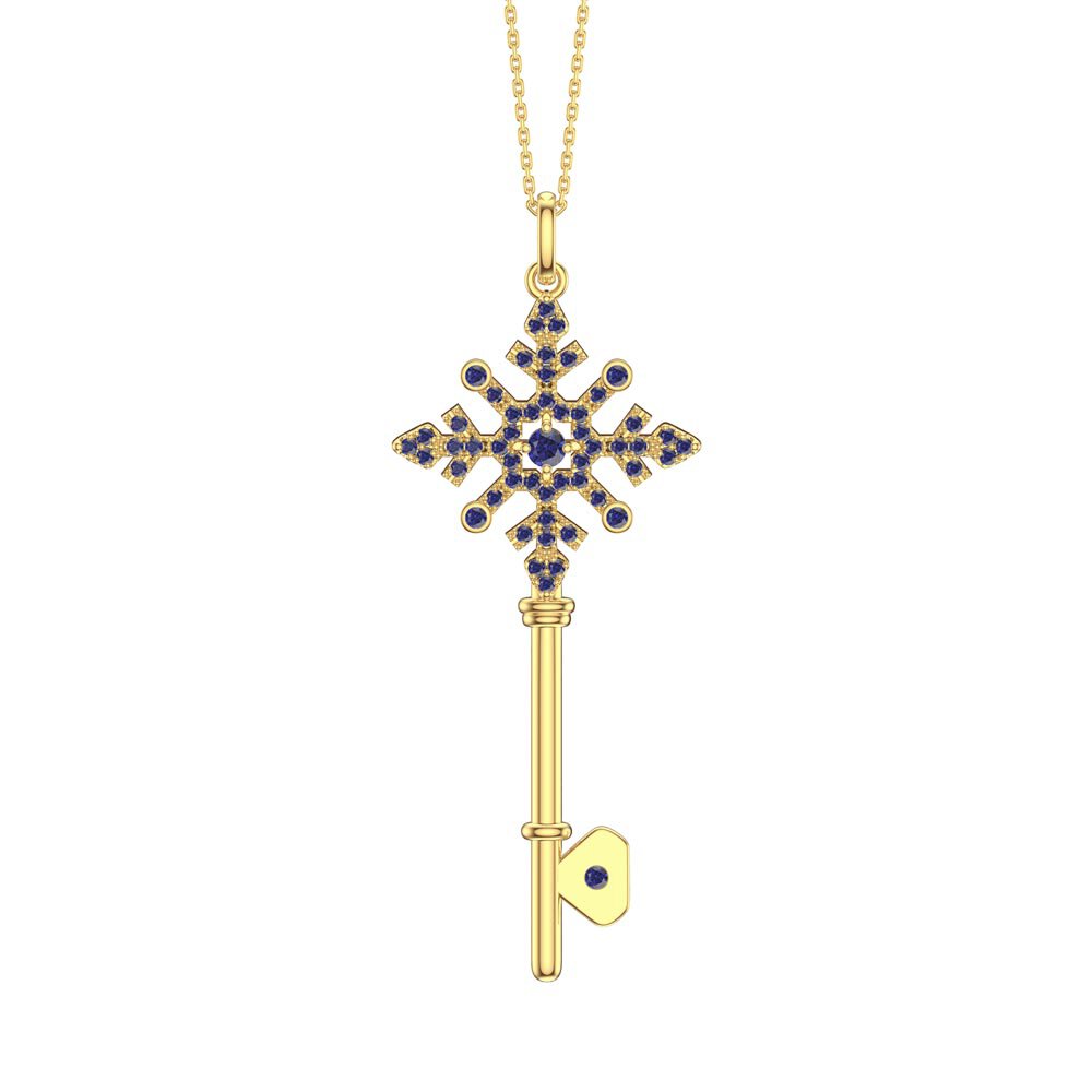 Sapphire Snowflake 18ct Gold Vermeil Key Pendant