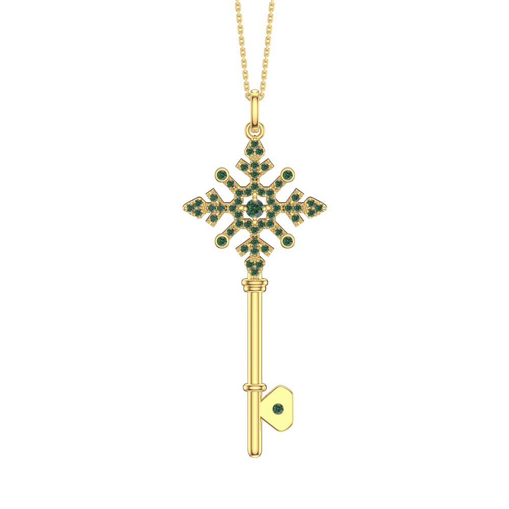 Emerald Snowflake 18ct Gold Vermeil Key Pendant