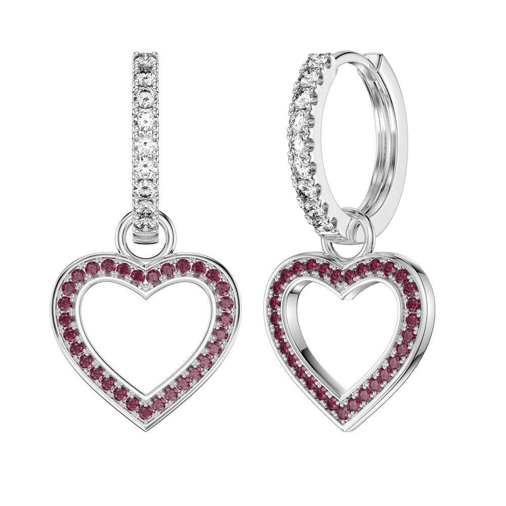 Ruby Heart Platinum plated Silver Interchangeable Earring Drops #4