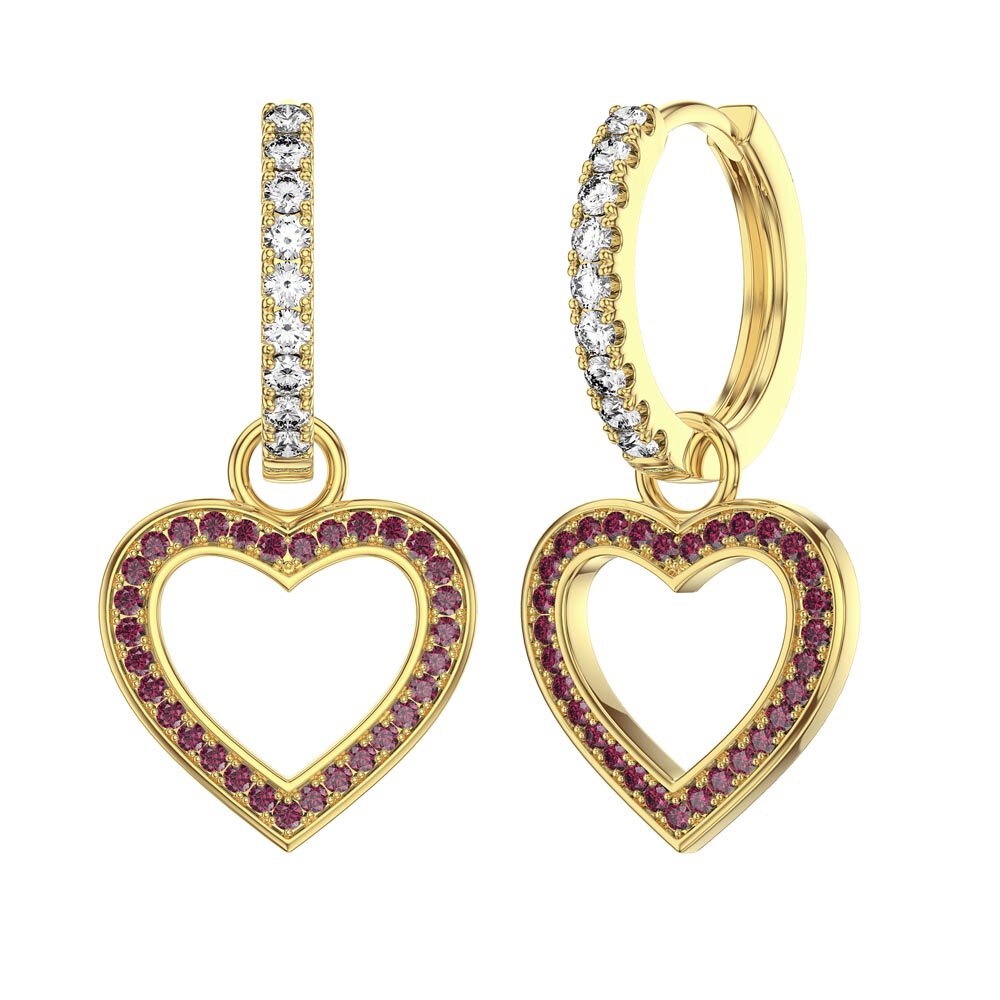 Ruby Heart 18ct Gold Vermeil Interchangeable Earring Drops #4