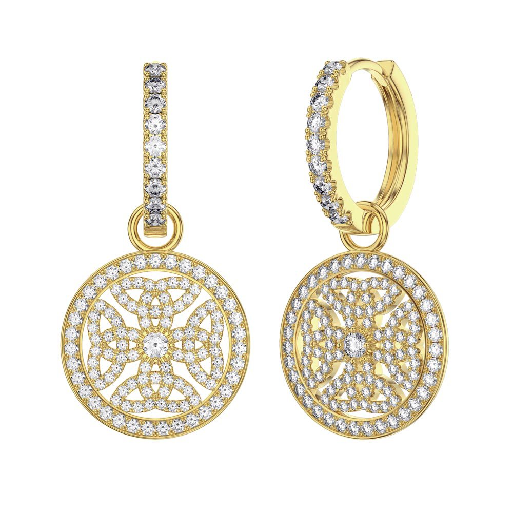 Moissanite Celtic Knot 18ct Gold Vermeil Interchangeable Earring Hoop Drop Set