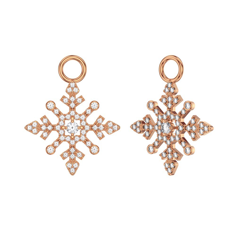 Moissanite Snowflake 18ct Rose Gold Vermeil Interchangeable Earring Hoop Drop Set #3
