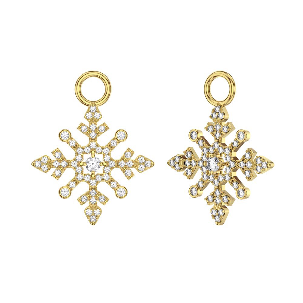 Moissanite Snowflake 18ct Gold Vermeil Interchangeable Earring Hoop Drop Set #3