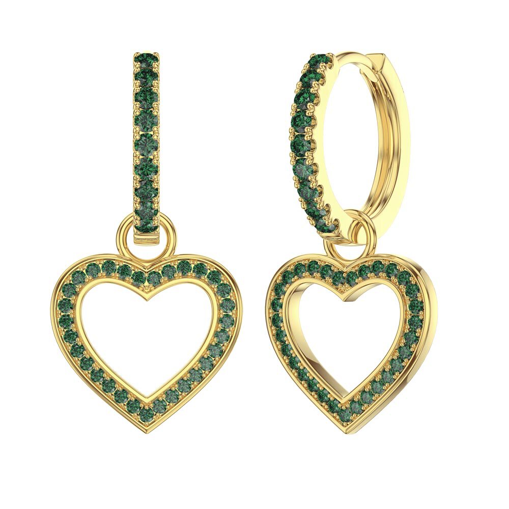 Emerald Heart 18ct Gold Vermeil Interchangeable Earring Hoop Drop Set #5