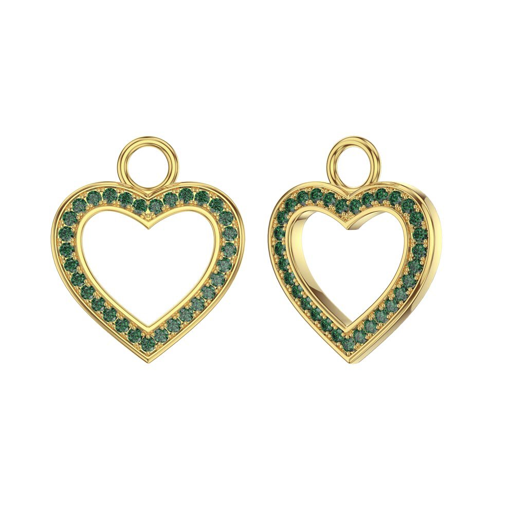 Emerald Heart 18ct Gold Vermeil Interchangeable Emerald Hoop Drop Set #4