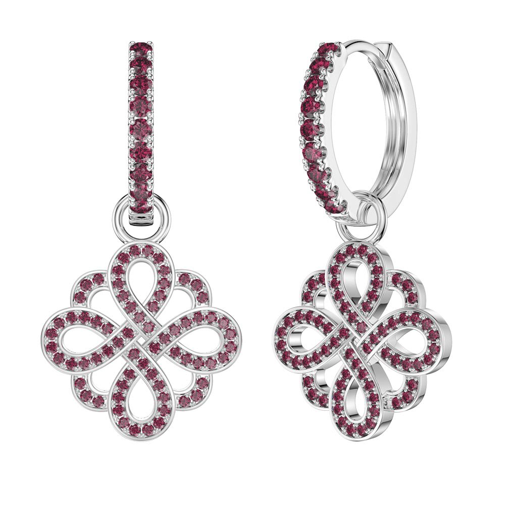 Ruby Infinity Platinum plated Silver Interchangeable Earring Drops #5