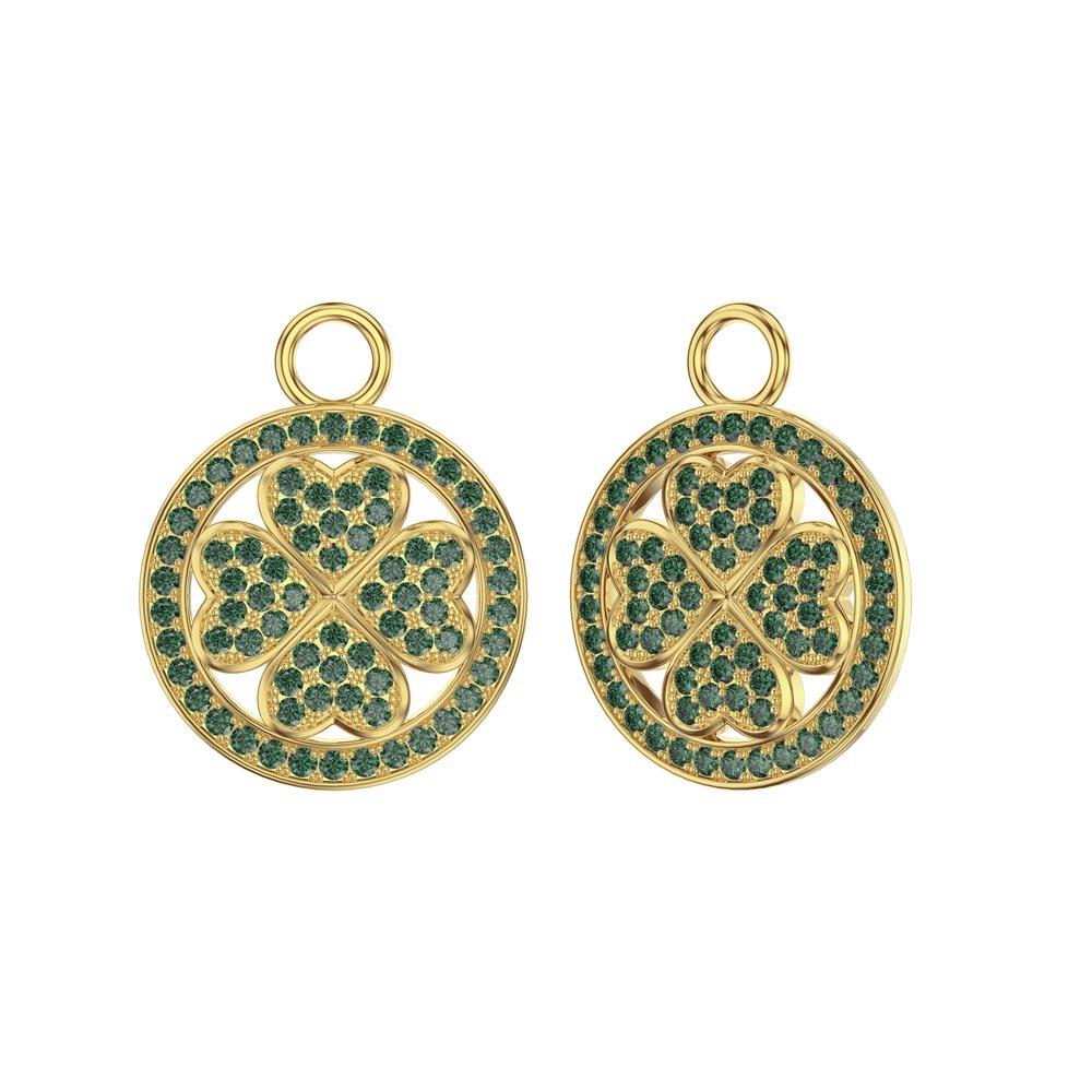 Emerald Clover 18ct Gold Vermeil Interchangeable Emerald Hoop Drop Set #4