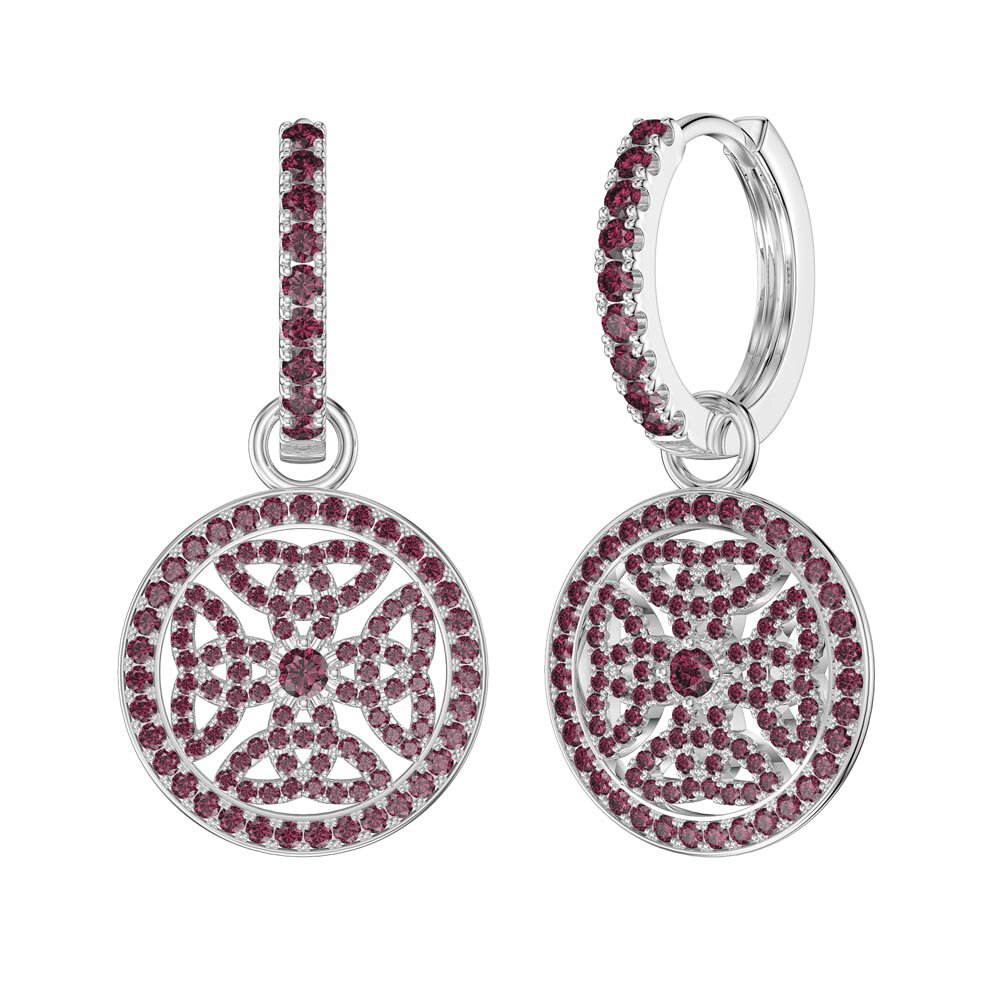 Ruby Celtic Knot Platinum plated Silver Interchangeable Earring Drops #5