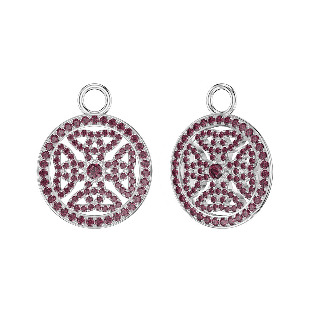 Ruby Celtic Knot Platinum plated Silver Interchangeable Ruby Hoop Drop Set #4