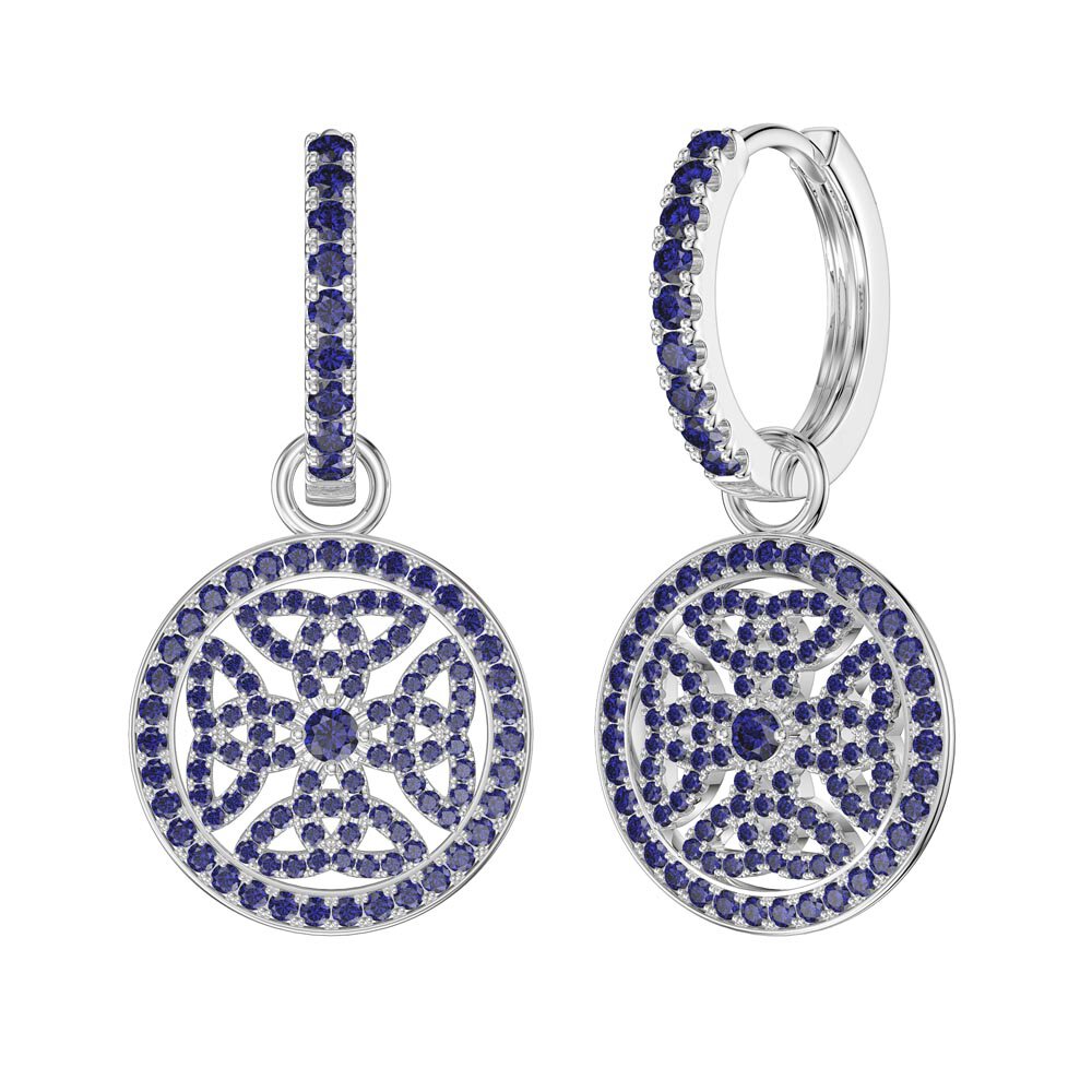 Sapphire Celtic Knot Platinum plated Silver Interchangeable Earring Drops #5