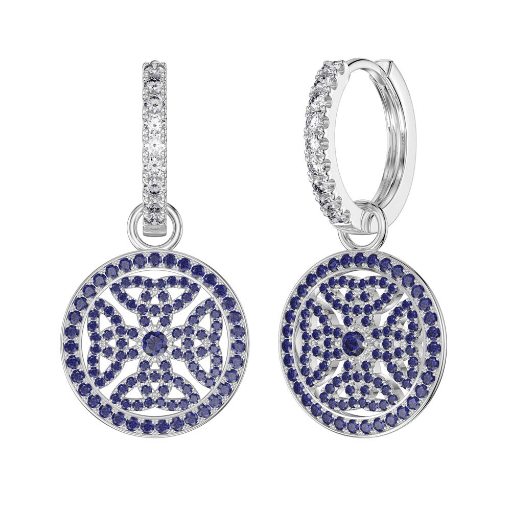 Sapphire Celtic Knot Platinum plated Silver Interchangeable Earring Drops #4