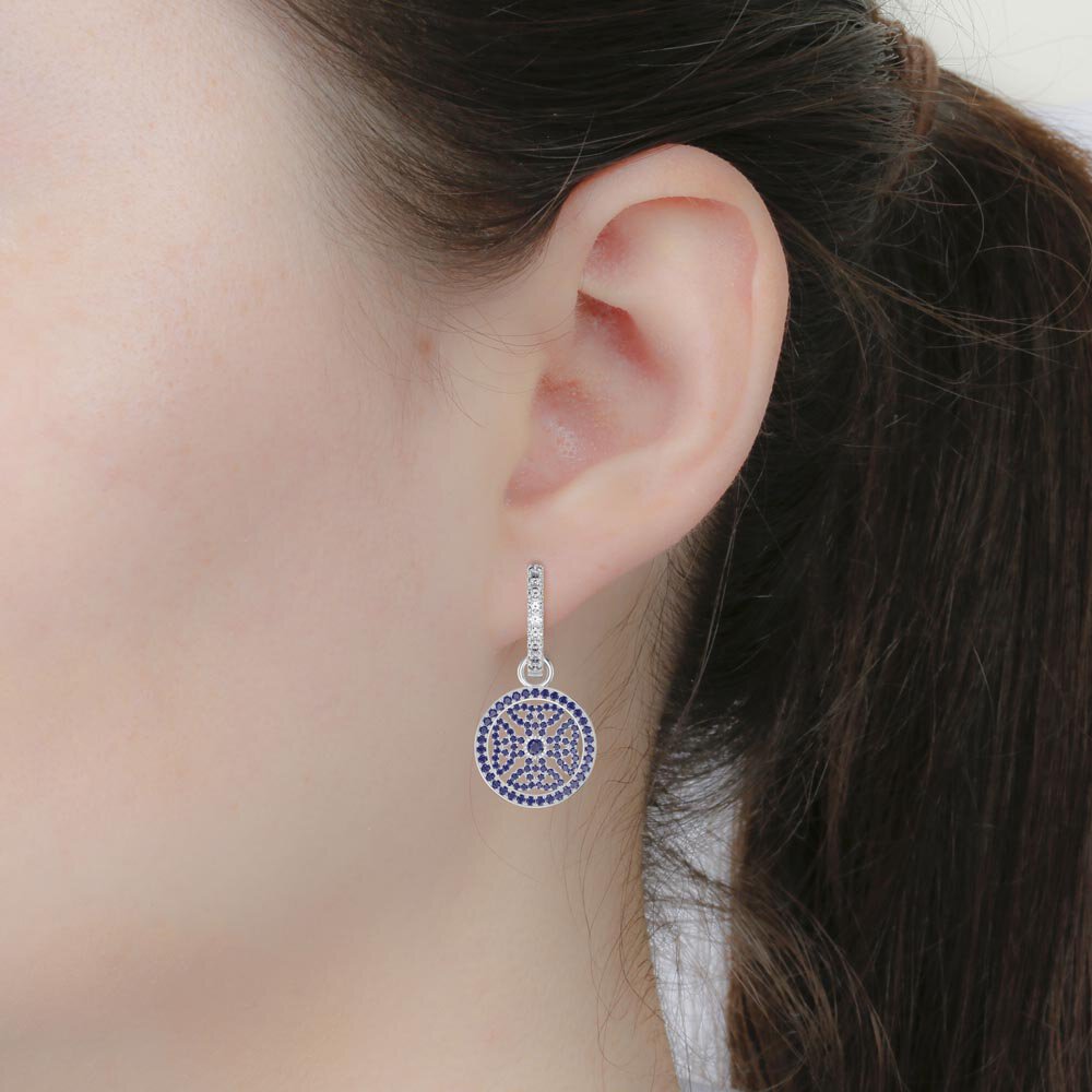 Sapphire Celtic Knot Platinum plated Silver Interchangeable Earring Drops #7