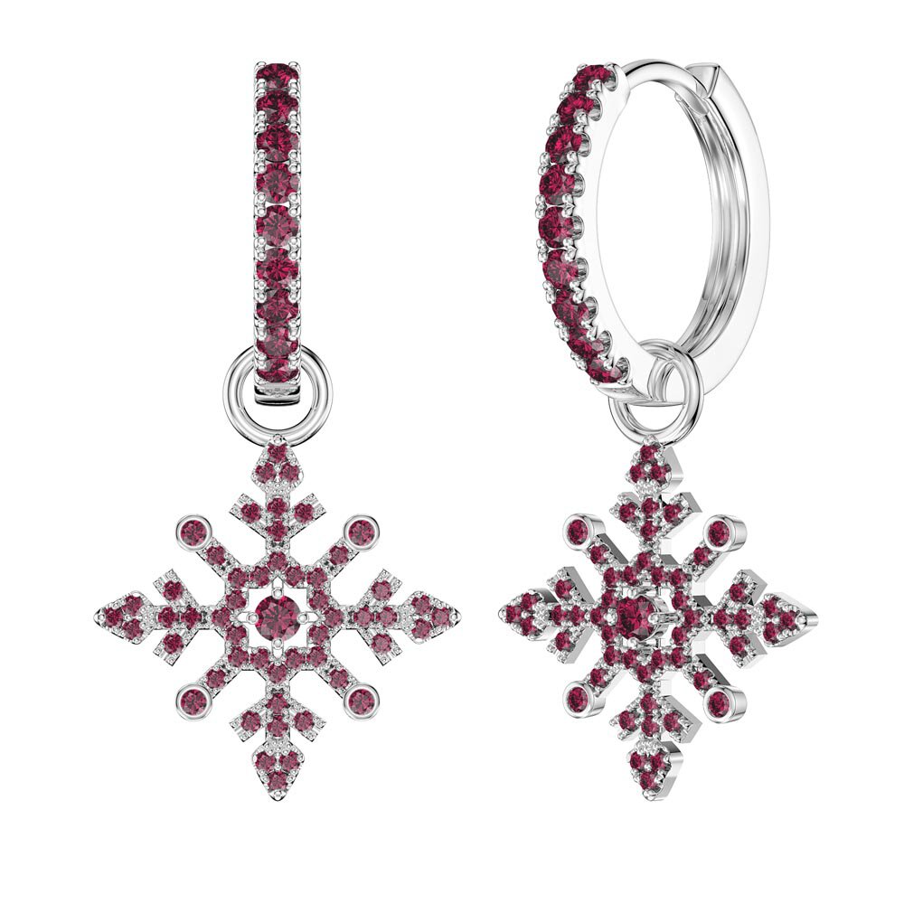 Ruby Snowflake Platinum plated Silver Interchangeable Earring Drops #5