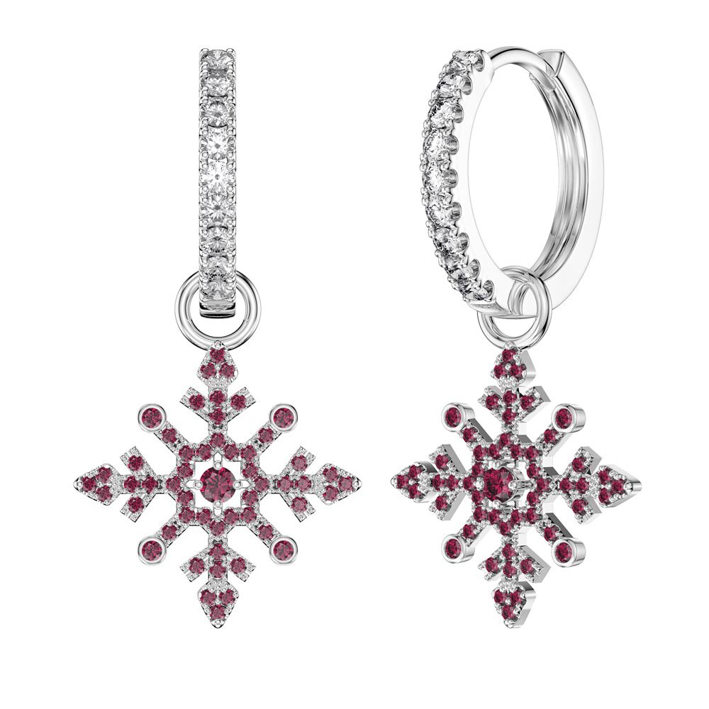 Ruby Snowflake Platinum plated Silver Interchangeable Earring Drops #4