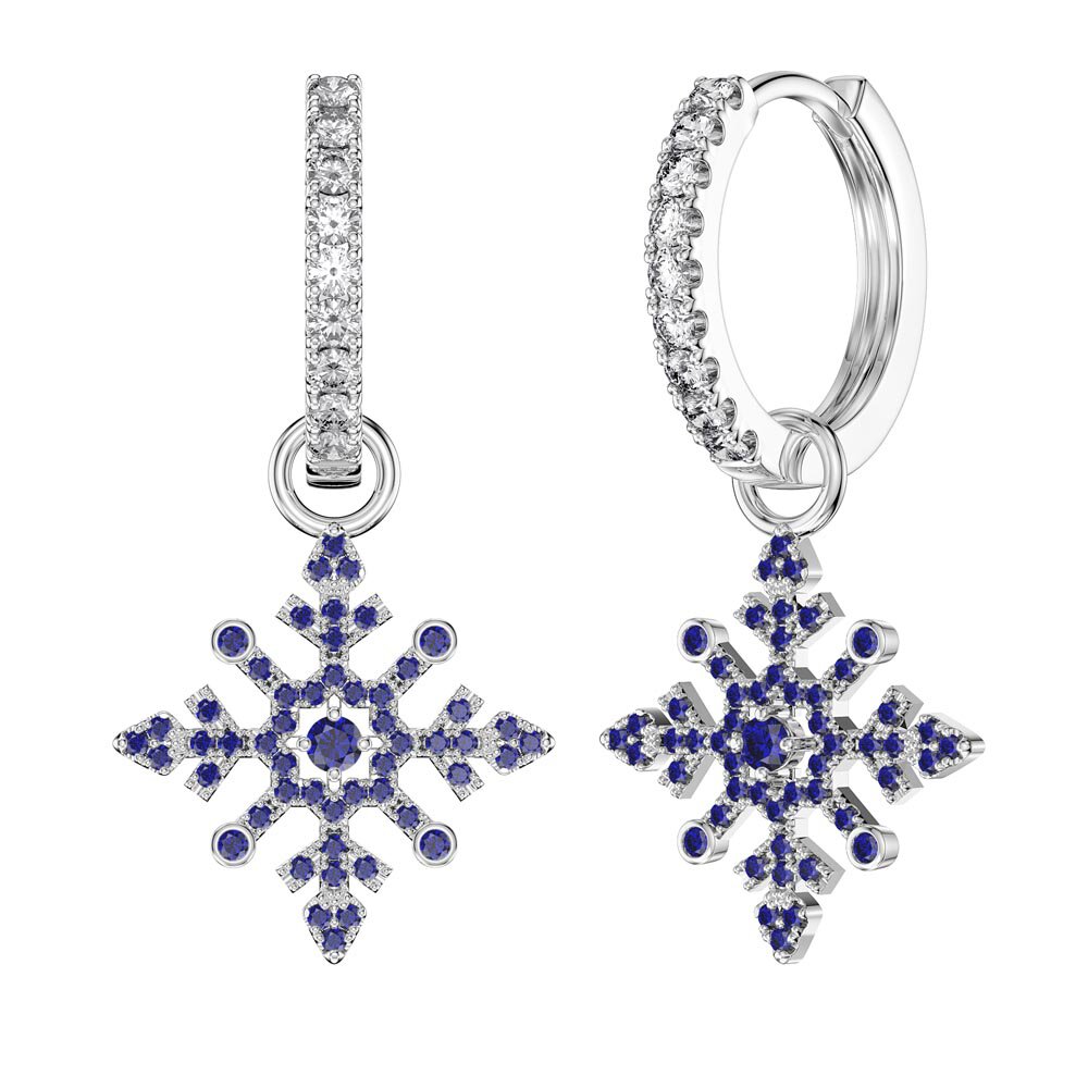 Sapphire Snowflake Platinum plated Silver Interchangeable Earring Drops #4
