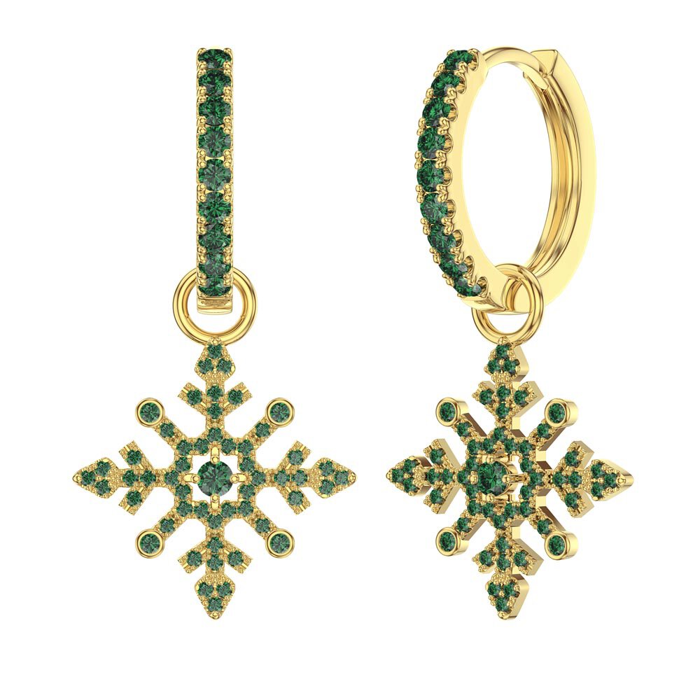 Emerald Snowflake 18ct Gold Vermeil Interchangeable Emerald Hoop Drop Set