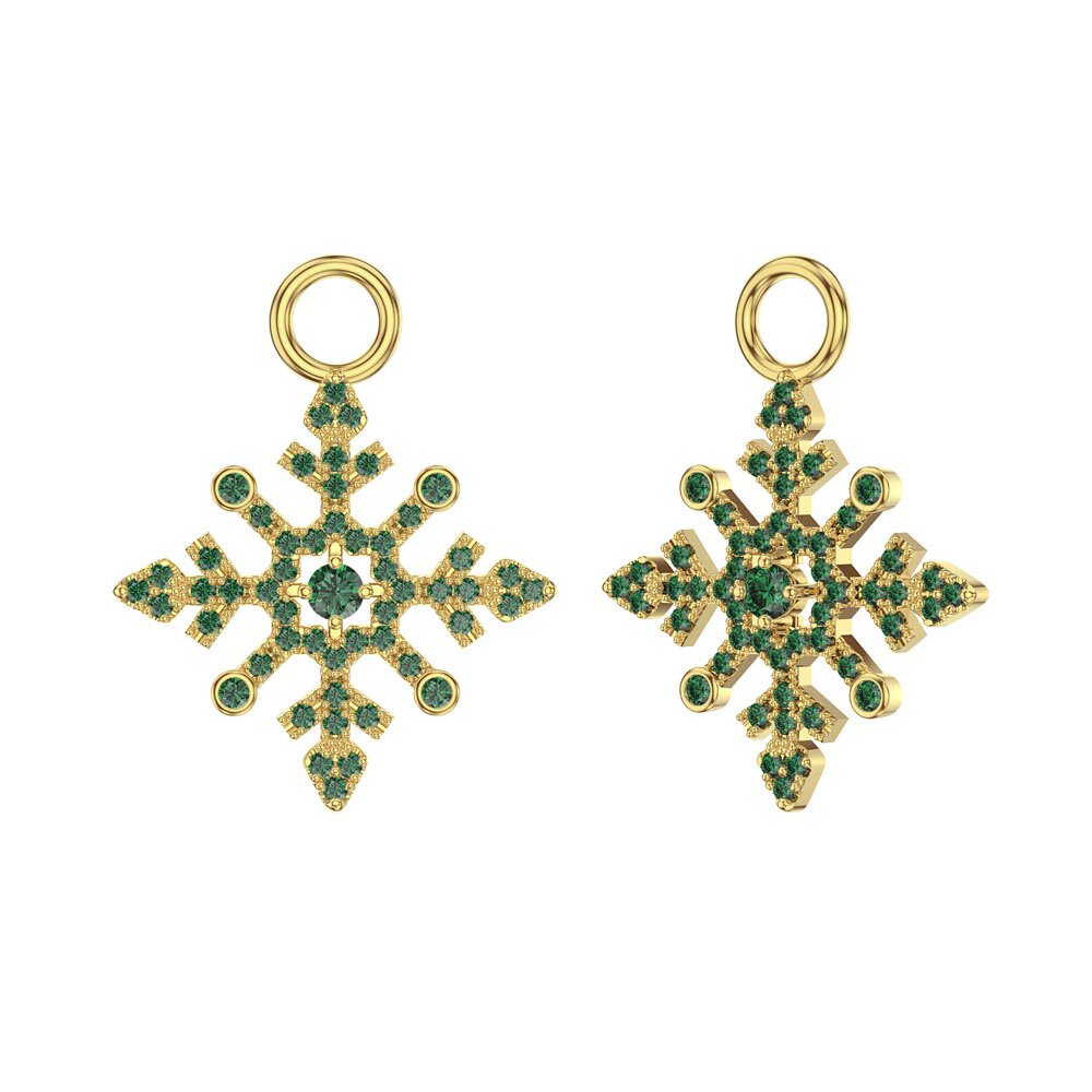 Emerald Snowflake 18ct Gold Vermeil Interchangeable Emerald Hoop Drop Set #4