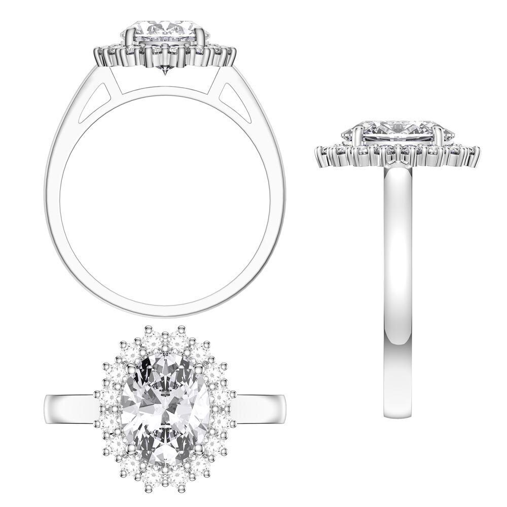 3ct Oval Moissanite Lab Grown Diamond Halo 9ct White Gold Proposal Diana Ring #3