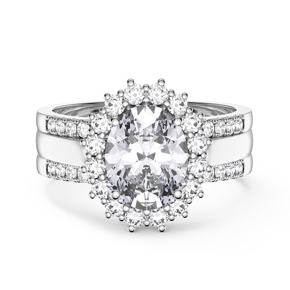 3ct Oval Moissanite Lab Grown Diamond Halo 9ct White Gold Proposal Diana Ring #5