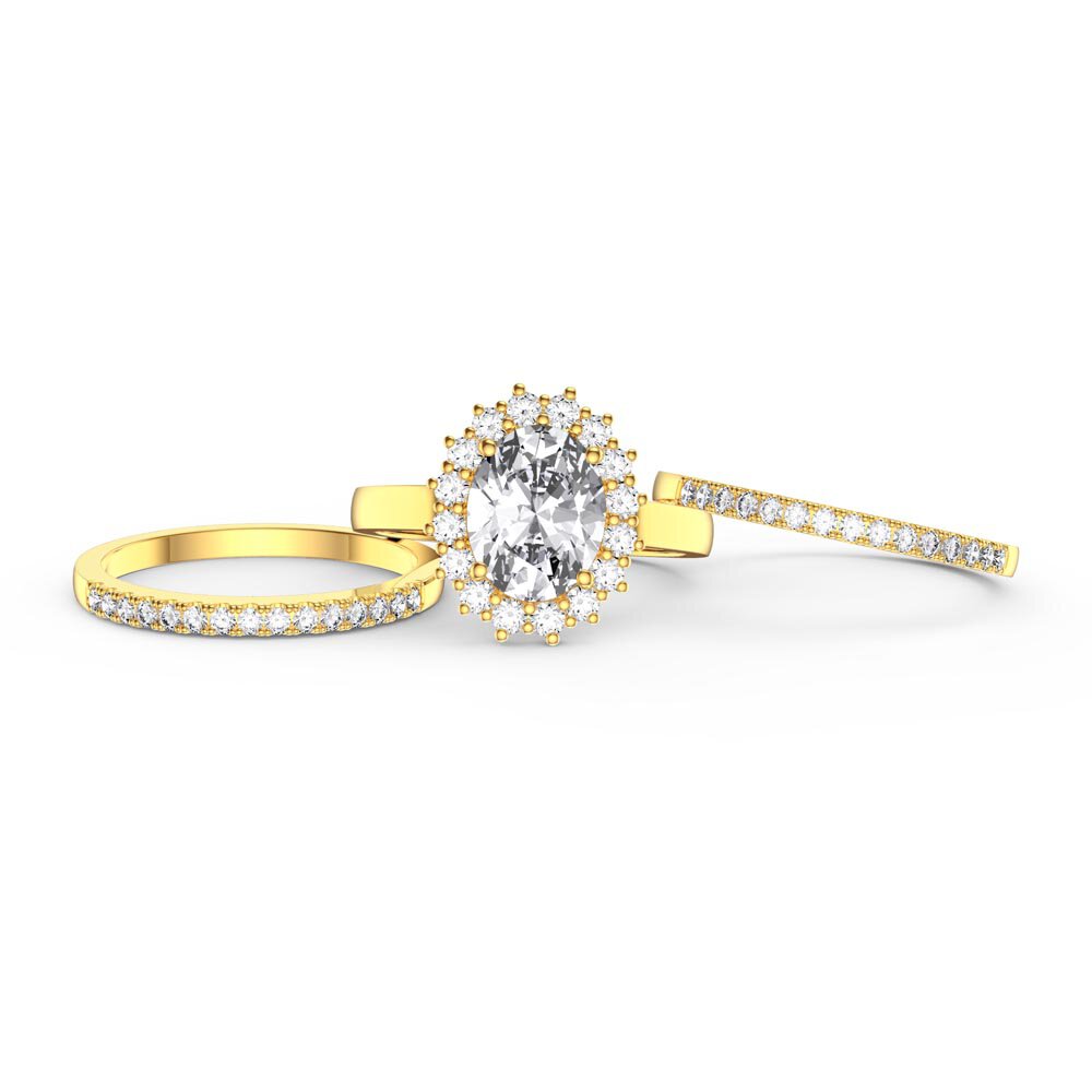 3ct Oval Moissanite Lab Grown Diamond Halo 9ct Yellow Gold Proposal Diana Ring #4