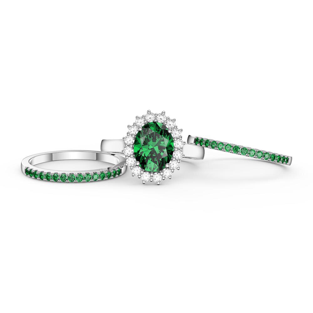 3ct Emerald Oval Lab Grown Diamond Halo 9ct White Gold Proposal Diana Ring #4