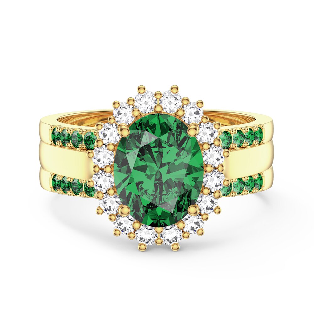 3ct Emerald Oval Lab Grown Diamond Halo 9ct Yellow Gold Proposal Diana Ring #5