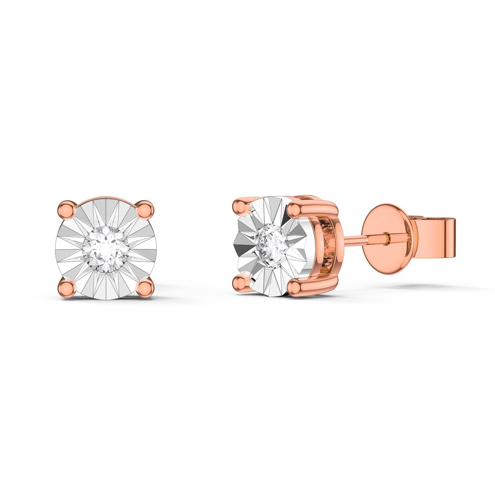 Stardust Lab Diamond 0.1ct 18ct Rose Gold Vermeil Stud Earrings