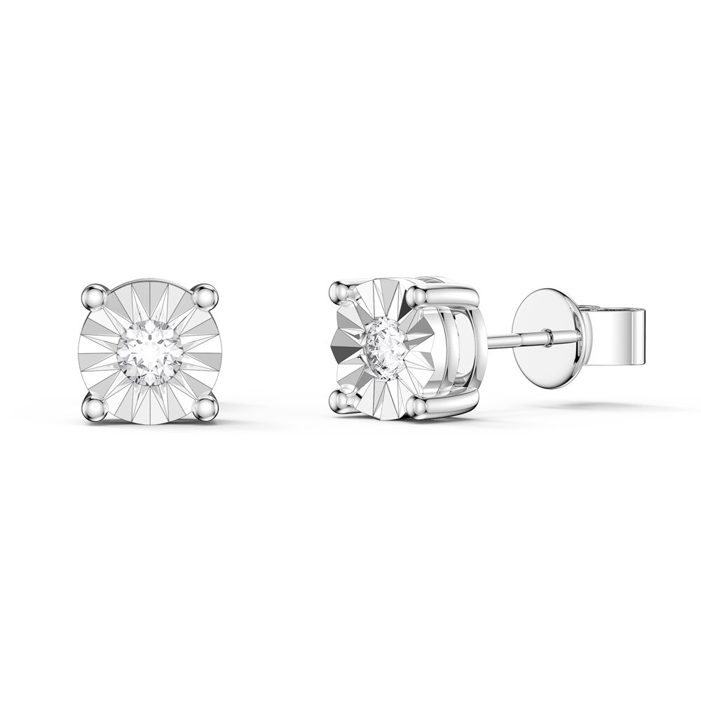 Stardust Lab Diamond 0.1ct Platinum Plated Silver Stud Earrings