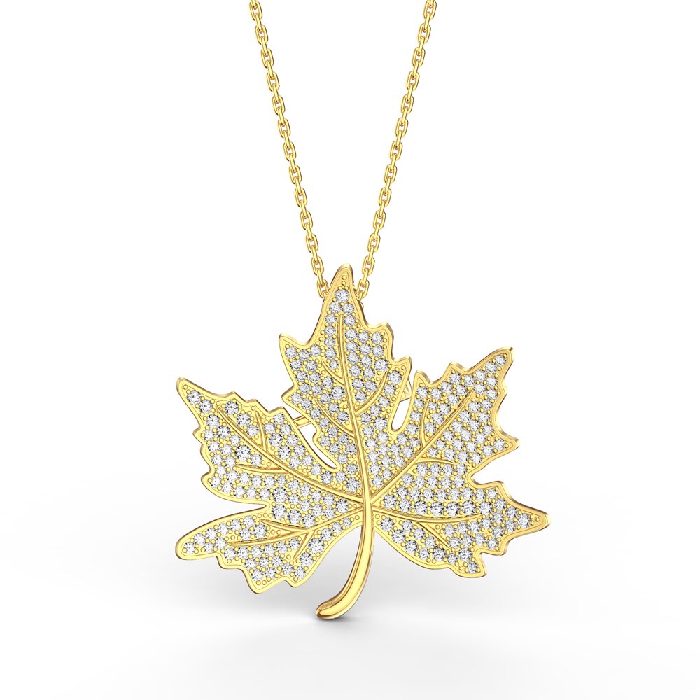 Maple Leaf Moissanite 18ct Gold Vermeil Brooch #3
