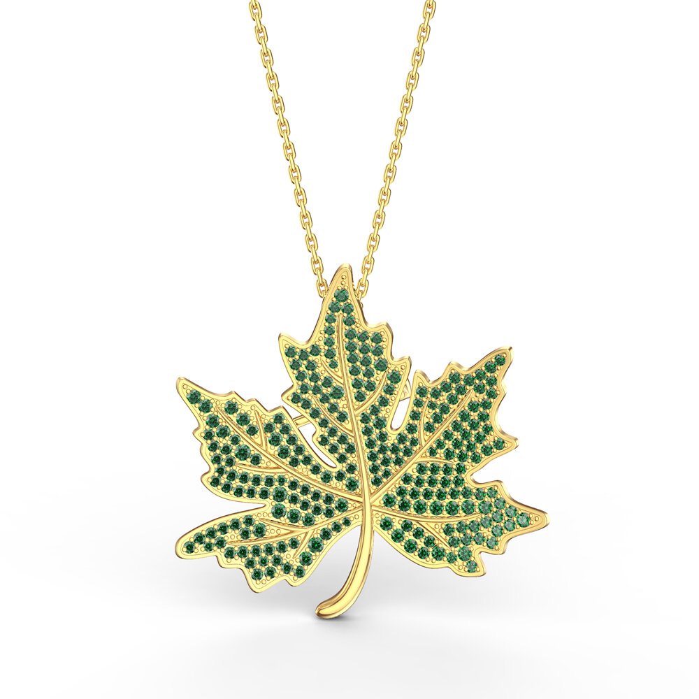 Maple Leaf Emerald 18ct Gold Vermeil Brooch #3