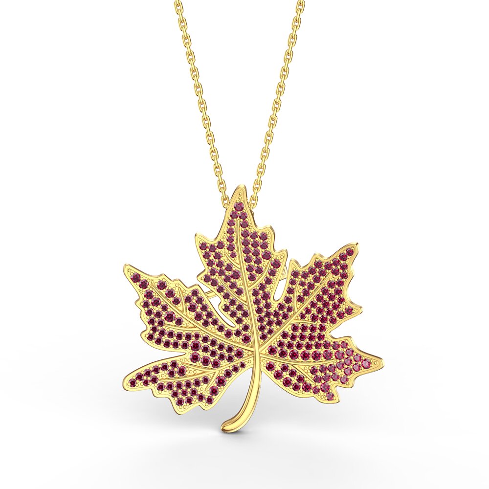 Maple Leaf Ruby 18ct Gold Vermeil Brooch #3