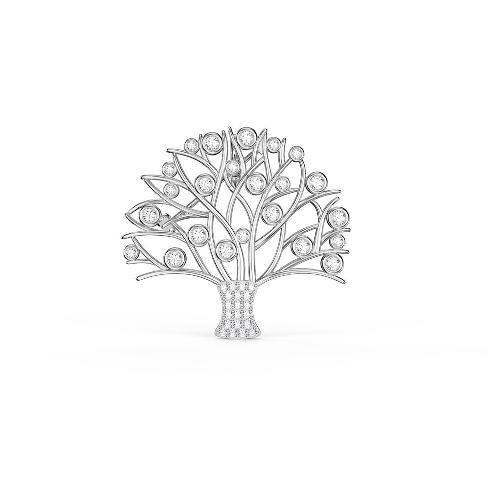 Tree of Life 3.5ct Lab Diamond 9ct White Gold Brooch