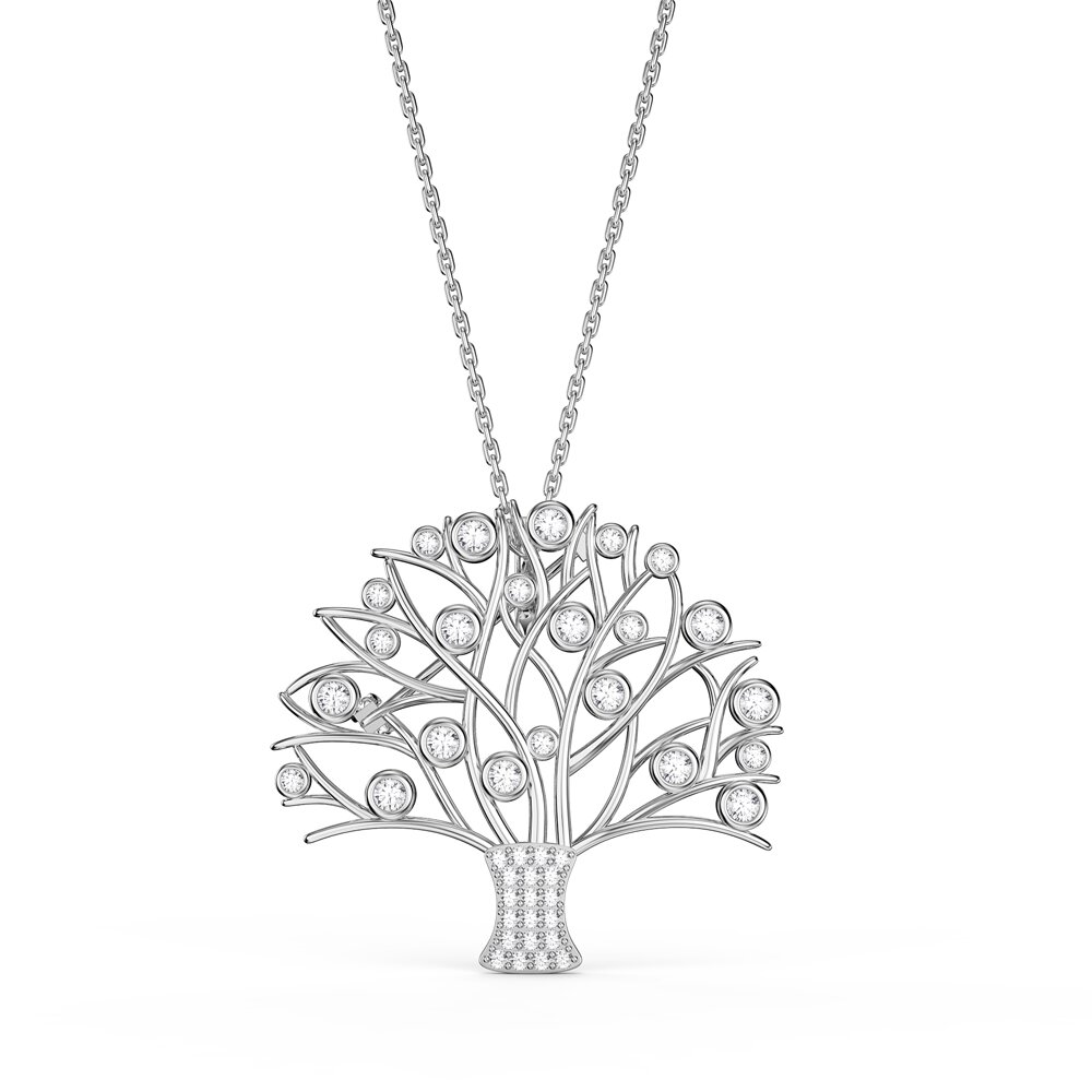 Tree of Life Moissanite Platinum plated Silver Brooch #3