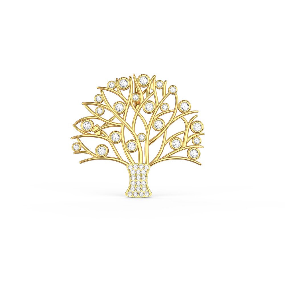 Tree of Life 3.5ct Lab Diamond 9ct Yellow Gold Brooch