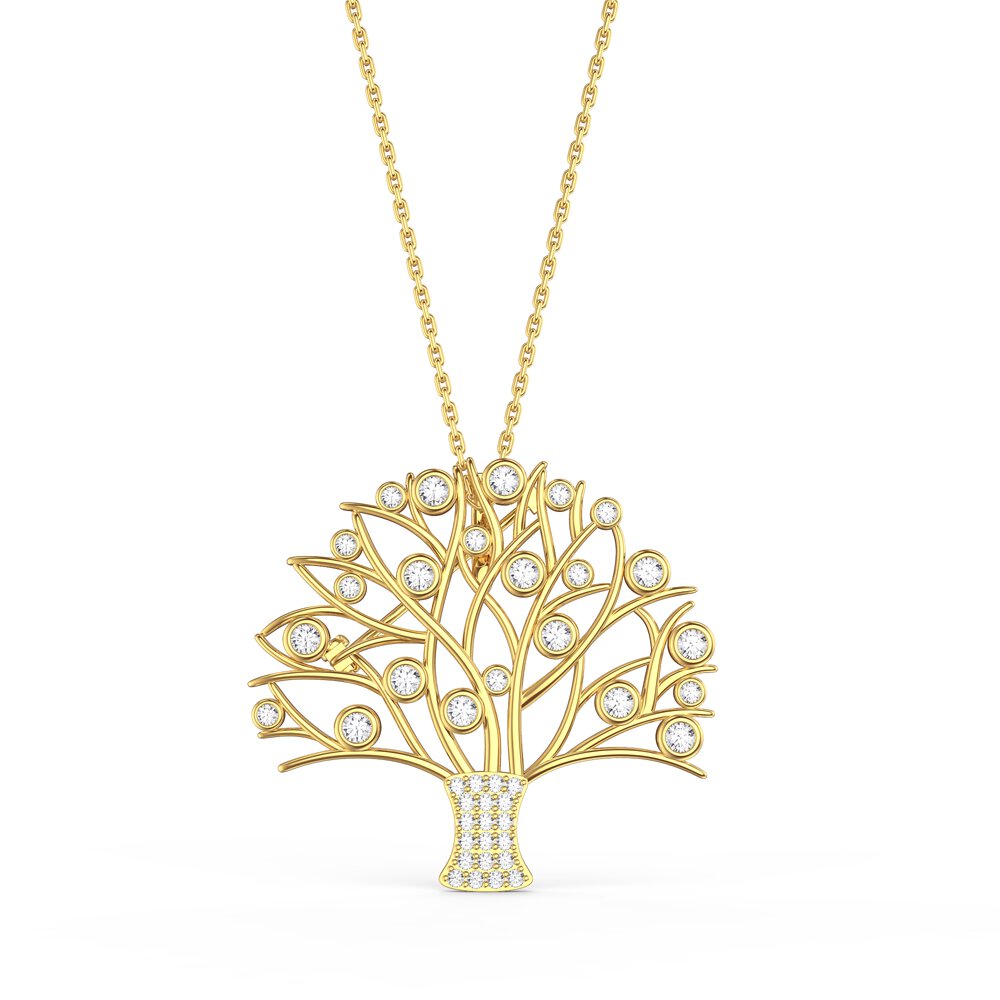 Tree of Life Moissanite 9ct Yellow Gold Brooch #3