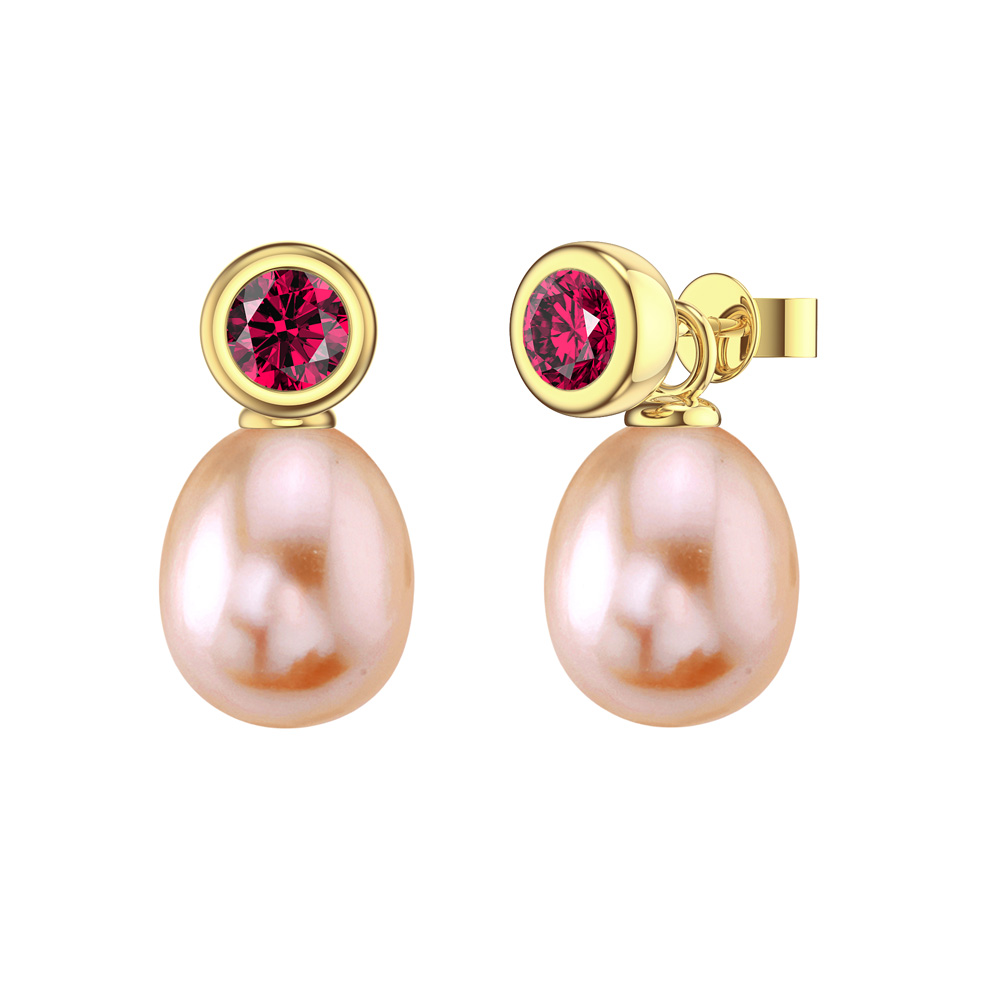 Venus Ruby Pink Pearl 18ct Gold Vermeil Drops