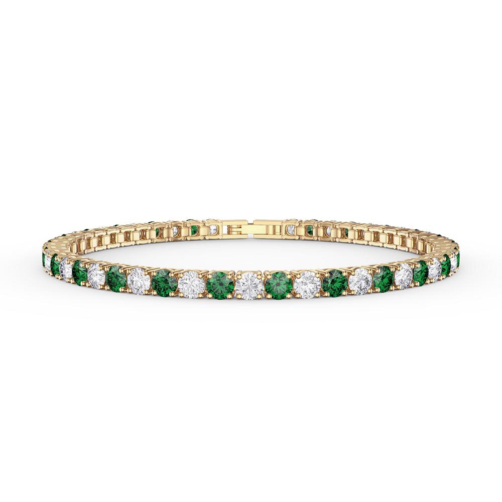 Eternity Emerald and Moissanite 18ct Gold Vermeil Tennis Bracelet