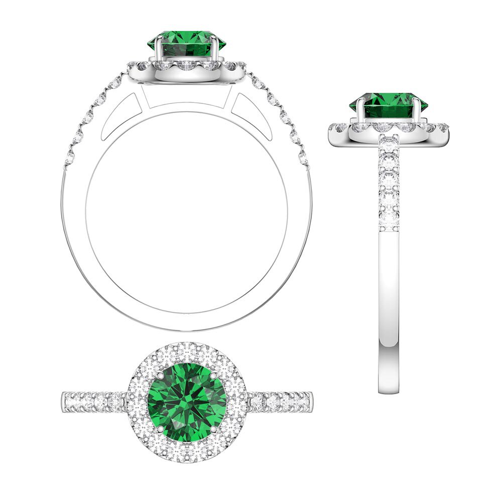 Eternity 1ct Emerald Lab Diamond Halo 9ct White Gold Proposal Ring #4