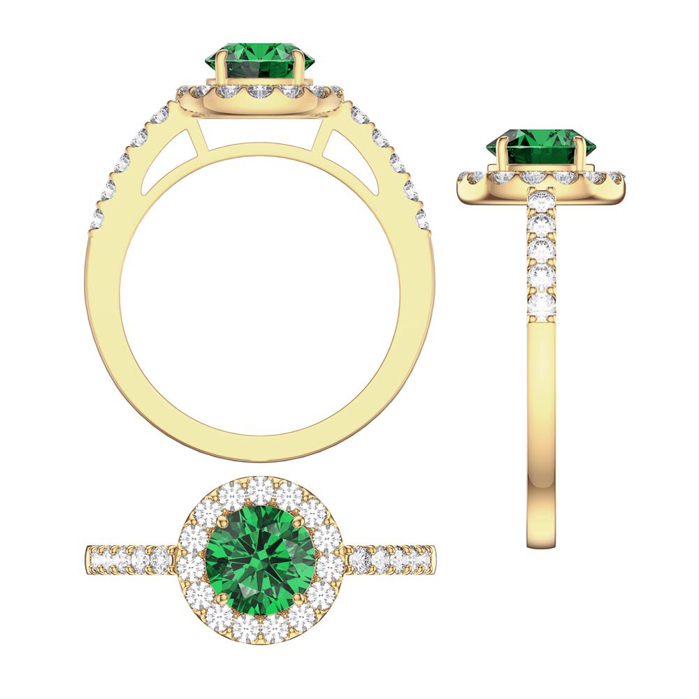 Eternity 1ct Emerald Lab Diamond Halo 18ct Yellow Gold Engagement Ring #4